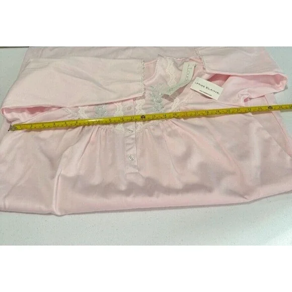 Miss Elaine Brushed Back/Satin Nightgown/LongSleeve/ Blush Pink w/Embroidery NWT - Picture 12 of 16